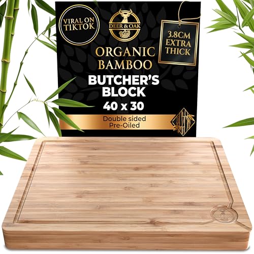 Deer & Oak Extra Large Chopping Board - 40 x 30 x 3.8cm Extra Thi...