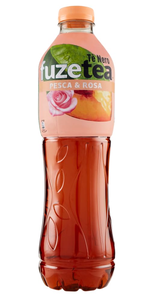 Fuze Tea Pesca, 18 unidades, té negro, melocotón y rosas, refrescante, sin alcohol, botella de PET desechable de 1,25 L + lata italiana gourmet Polpa di Pomodoro de 400 g