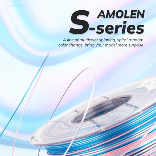 Image of AMOLEN Silk PLA 3D Printer Filament, Shiny Multicolor Rainbow PLA Filament 1.75mm, Fast Color Change PLA 3D Printing Filament for Most FDM 3D Printer, Blue Pink White, 1kg (2.2lbs)