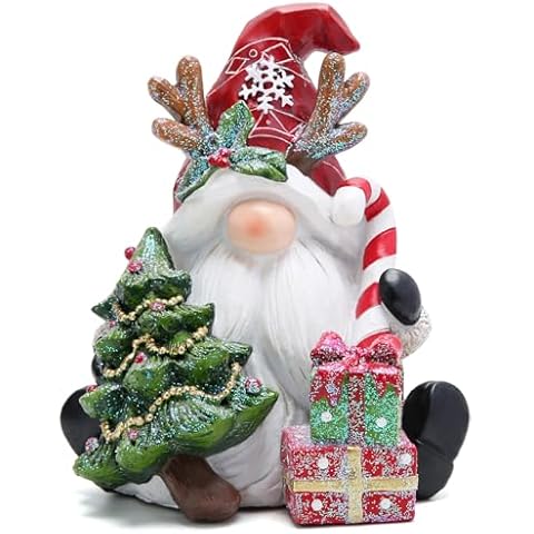 Hodao Christmas Gnome Decor Winter Table Swedish Tomte Elf Dwarf Figurines Decor Indoor Home Decorations Resin Cover