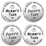 2Pcs Funny Decision Coin for New Parents, Stainless Steel Commemorative Coin for Mum & Dad, Newborn Baby Gifts, Flip Coin for Decision Making,, Birthday (Silver)