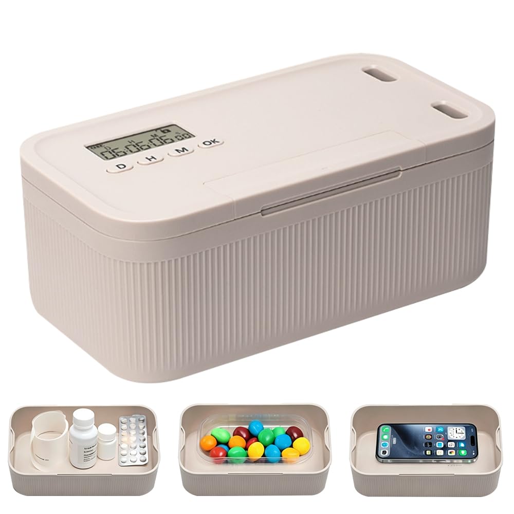Zeitschloss Box, Safe Timed Lock Box, Handy Safe mit Zeitschloss, Abschließbare Box mit Timern, Alkohol oder andere unerwünschte Versuchungen, Handy Gefängnis für Arbeit and Kinder (Weiß)