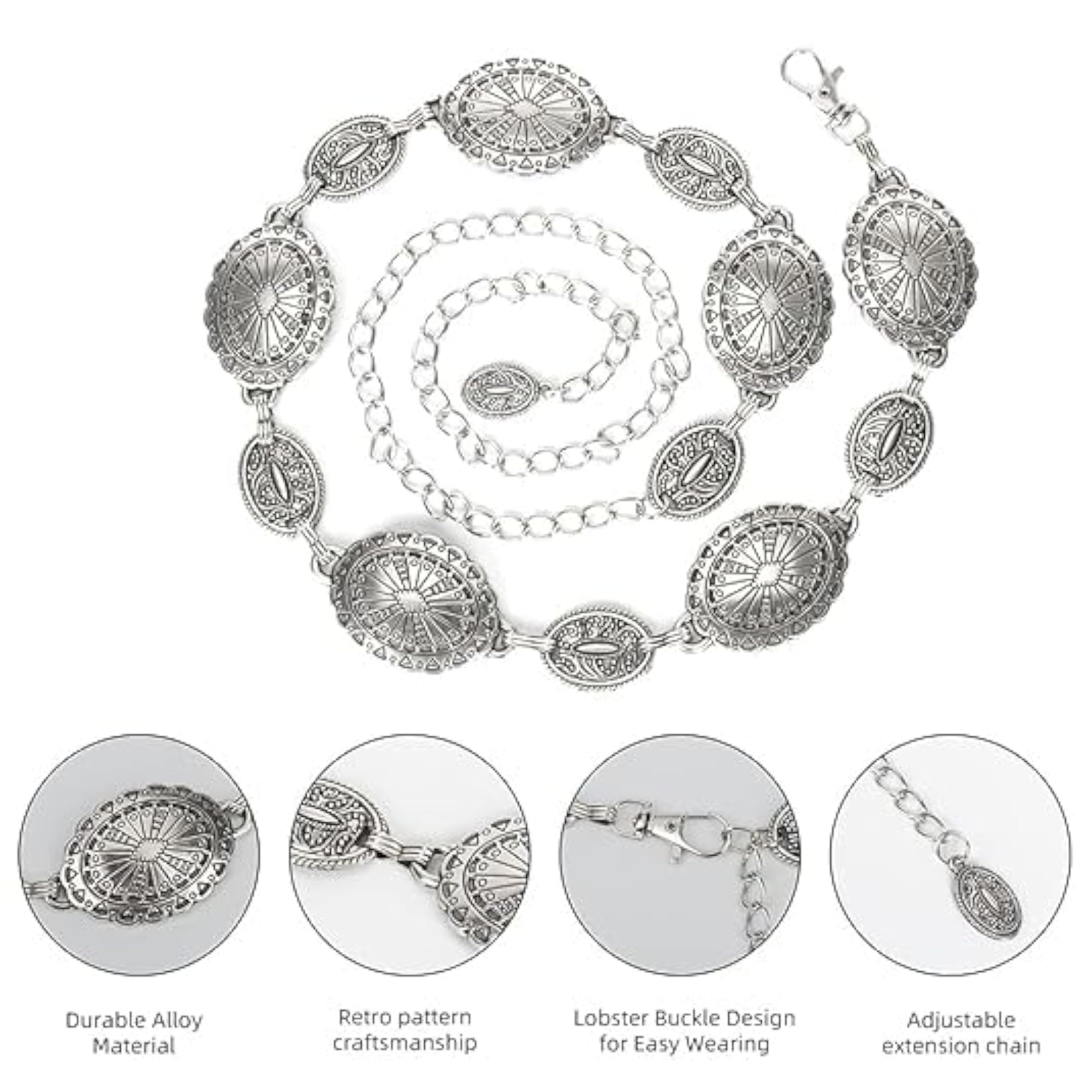 Women's Gold Metal Adjustable Boho Style Waist Belt