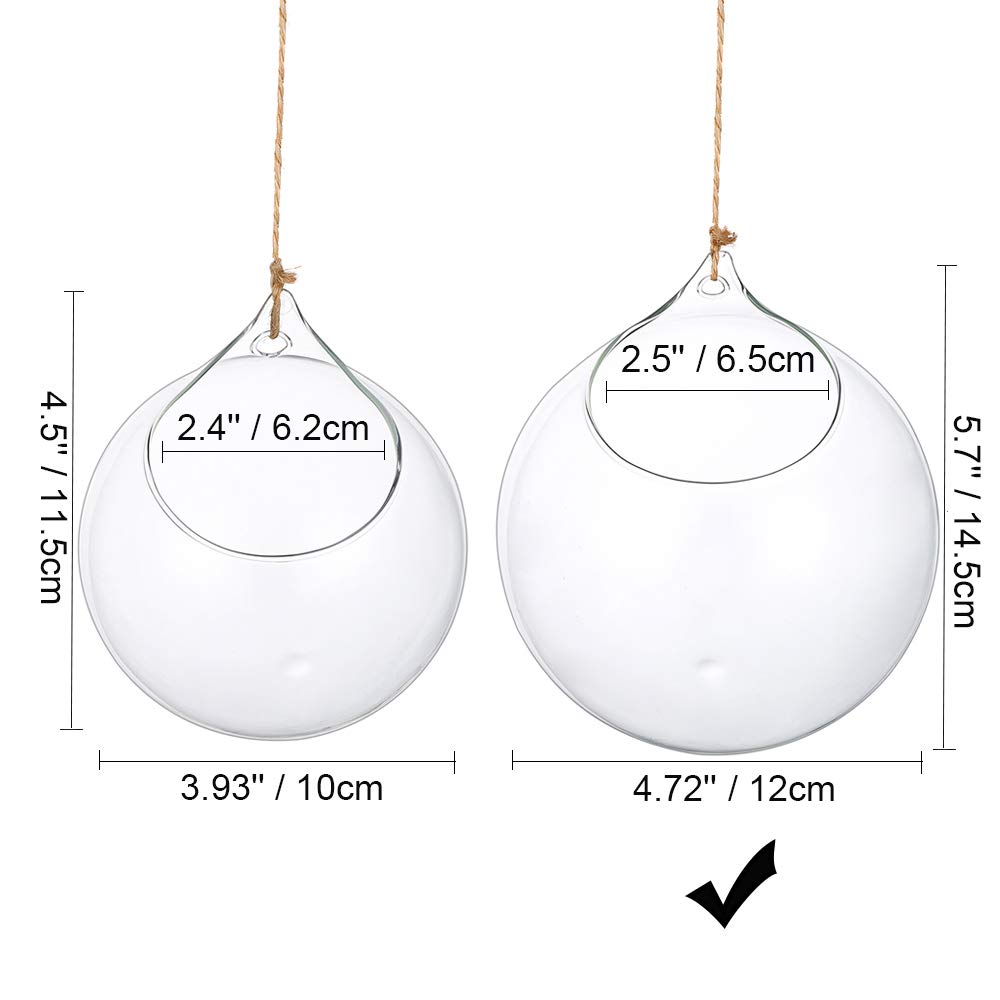 Plantas Colgantes de Aire 4 Piezas Portavelas de 4.72 Inches Cristal Terrario Portavelas Contenedores de Plantas de Vidrio para el Diseño de Bricolaje de Jardín de Bodas en Casa