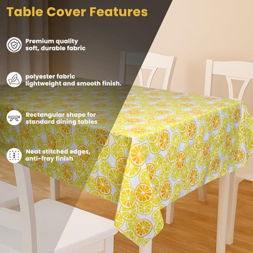 Image of Wings Star Premium Dining Table Cover for 6 to 8 Seater, 60 x 90 inch Size, Waterproof and Dustproof (60x90 inch- 6-8 Seater) Lemons & Orange Design
