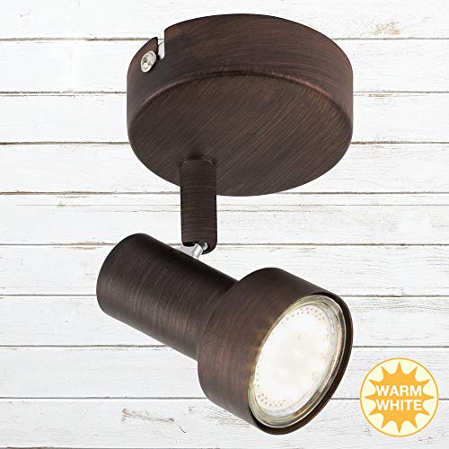 Briloner Leuchten – Lampe Murale LED avec rotation de & pivotant spot, lampe murale, Spot dans aspect ancien –, version : GU10 1 x 3 W, Couleur : Cuivre, 8 x 10.6 cm - Image 4