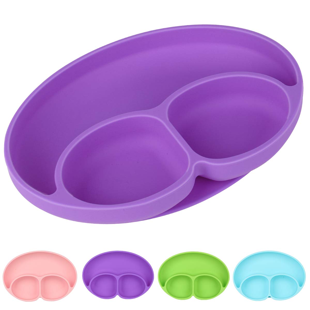Toddler Plates- 100% Safe Silicone Suction Plate for Kids- BPA Free- Dishwasher & Microwave Friendly- Skidproof & Unbreakable- Fits Most Highchair Trays