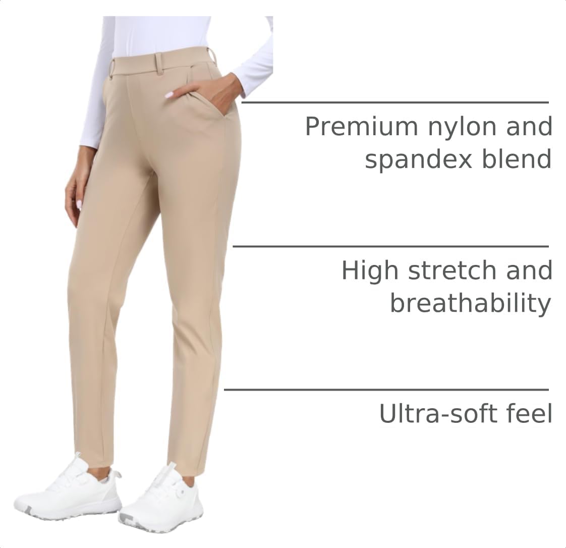 Golf Pants Women High Waisted Stretch Ankle Length with 2 Pockets Slacks image 4