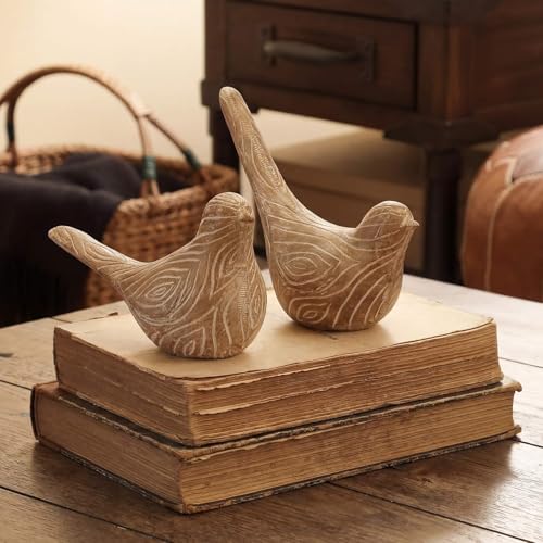 Set de 2 Figuras Grandes de Pájaros en Resina para Decoración miniatura 1