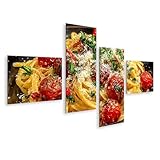 islandburner Mural sobre lienzo de pasta con tomates cherry y queso parmesano - Receta italiana - 4 piezas - Edición Q1