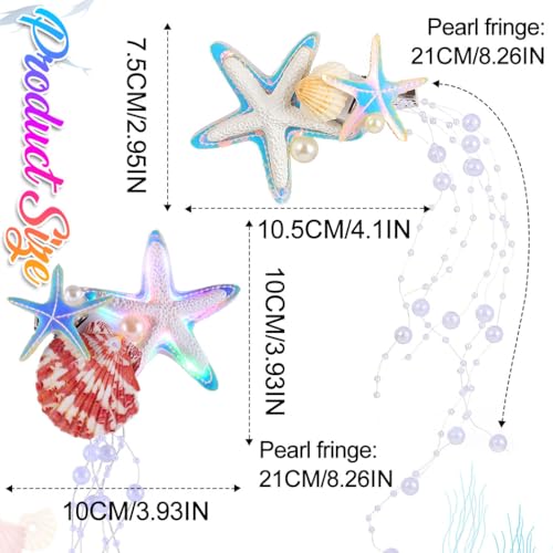 BARTOSI Pinzas de Pelo con Estrella de Mar LED, Accesorios para Disfraz de Sirena para Mujer (Pack de 2) miniatura 6