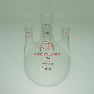 Proglass Straight 4 Necks Round Bottom Flask 500mL,Center 24/40,Others 14/20