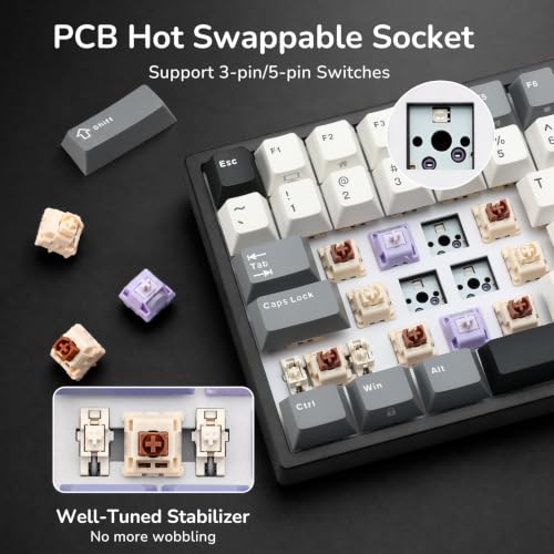 Image of RK ROYAL KLUDGE RK84 Wired 75% RGB Hot Swappable Mechanical Gaming Keyboard | 84-Keys Compact TKL Gaming Keyboard w /Programmable Software for Mac /Win, Sound Absorbing Foam, PBT Keycap, Custom Switch