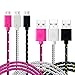 Micro USB Cable, Aupek [3-pack]colorful Nylon Braided 6 Ft Cable High Speed USB 2.0 A Male to Micro B Connectors for Samsung, HTC, Nokia, Sony, LG and Other Android Tablet Smartphone(Rose+White+Black)