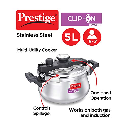 Prestige Svachh Clip-on 5 Liter Stainless Steel Outer Lid Pressure Handi - Image 3
