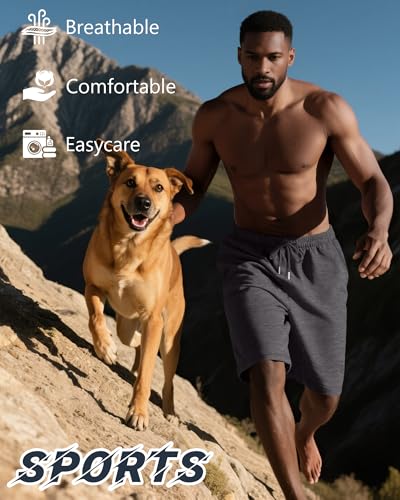 3 Pack Big and Tall Men's Sweat Shorts Basketball Athletic L-5XL Drawstring Elastic Waist Pocket Workout Bermuda2