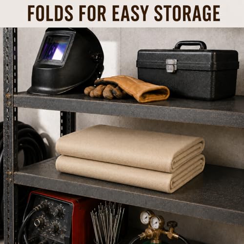 Image of Heavy Duty Fiberglass Welding Blanket, Heat Resistant Blanket with Brass Grommets, Multi-Purpose Welding Mat for Grill, Smoker, Camping, Industrial Use (4x6 ft - 2 Pack)