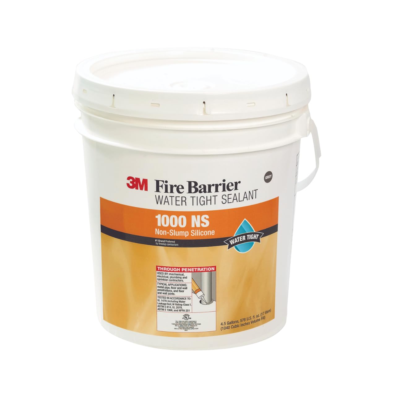 3M 11537-case Fire Barrier Water Tight Sealant 1000 NS, Pail, 1/case, 4.5 gal, Light Gray