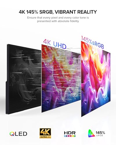 Image of UPERFECT Portable Monitor 4K 60Hz 18.5 inch, 145% sRGB QLED Laptop Monitor, 400 Nits Ultra-Slim Monitor, USB-C & HDMI, VESA & Case, Travel Second Screen for Laptop, Computer, Mini PC, Game Consoles