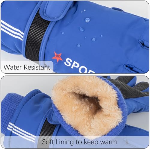 INOGIH Kids Waterproof Ski-Gloves Warm Snow Gloves for 6-12 Years,Winter Thick Warm Snowboard Gloves for Youth Teens3