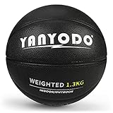 YANYODO バスケットボール ７号 球 ヘビーウエイト PU革 スキルトレーニング 練習用 屋外・屋内用 大人・高学生・大学生用 ギフト ブラック 1.3 kg
