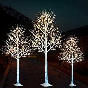 Lighted Birch Tree, 4/6/8 FT Set of 3 Decoration LED Lighted Trees for Home Wedding Festival Party Christmas Decoration…