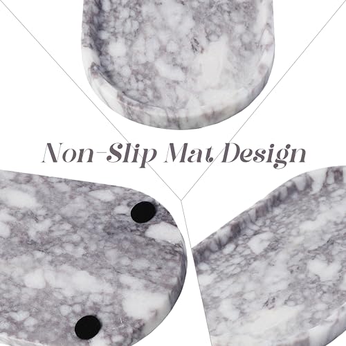 Image of Koville Real Luxurious Natural Marble Vanity Tray, 10 inchx5 inch Calacatta Viola Marble Catchall Tray for Bathroom, Stone Perfume Trays Jewelry Dish for Dresser, Genuine Stone Storage Tray for Home Decor