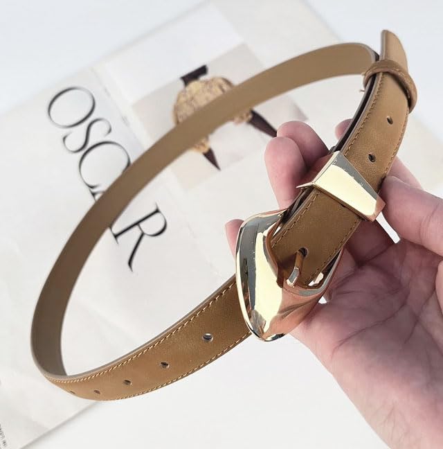 Women's Leather Suede Belts for Jeans Dress Pants Black Brown Belts for Women Ladies Waist Belts with Big Gold Buckle3