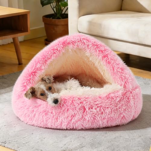 Image of NOYAL Hooded Donut Bed, Calming Cave for Cats & Small Dogs
