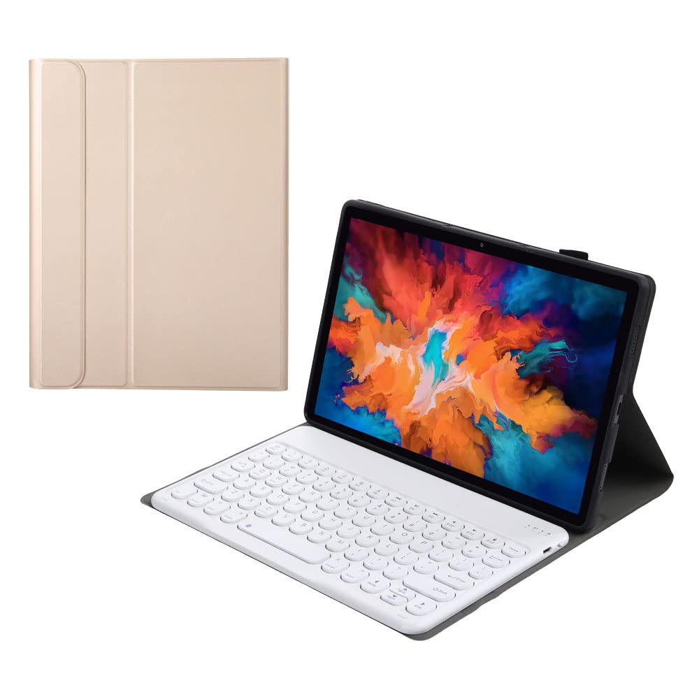 ZOMUN Keyboard Cover Case for Len-ovo Tab P11 (TB-J606F / TB-J606X) / Len-ovo Pad Plus 11 (TB-J607F), Wireless Bluetooth Keyboard & Faux Leather Case & Round Keys