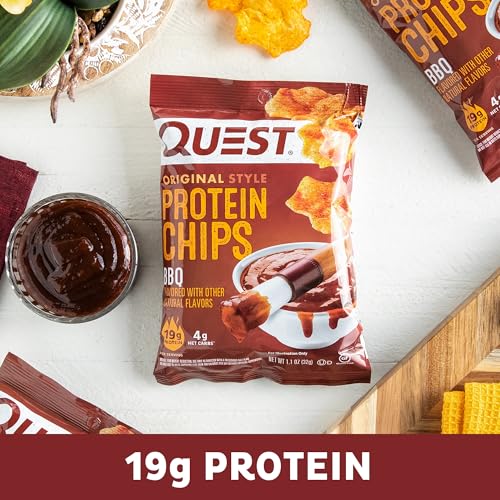 Image of Quest Nutrition BBQ Protein Chips, 19g Protein, 4g Net Carb, Low Carb, Gluten Free, 1.1 oz, 4 count