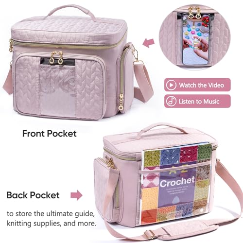 MYBAGZING Crochet Bag Organizer - Yarn Bags for Crocheting - Crochet Storage Bag with Pockets for Crochet Hooks, Crochet Accessories - Yarn Organizers - Yarn Holders for Crocheting - Knitting Bags by MYBAGZING - Image 4