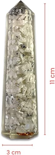 Miniatura 2 de Espiritual Elementz Reiki Cargado Chakra Curación Arco Iris Luna Piedra Torre (Altura-4.3 in) Piedra preciosaProtección EMF Meditación Yoga