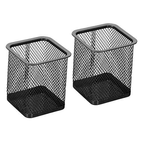 Porte stylo en maille metallique noire pot a crayon de bureau casier maquillage
