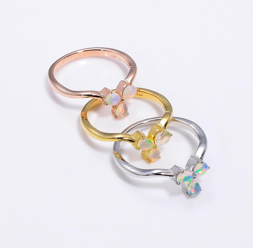 Opal Dainty Stackable Wedding Bridal Engagement Ring Band for her 925 Silver Jewelry Gift For Her (R033)2