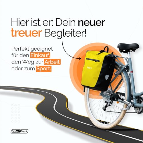 2Radwerk Fahrradtasche für Gepäckträger, 25,4 l, 100 Prozent Wasserdicht, mit Tragegriff und Schultergurt, fahrradtasche gepäckträger, gepäckträgertasche, Fahrrad Taschen hinten, 56,5 x 30 x 15 cm