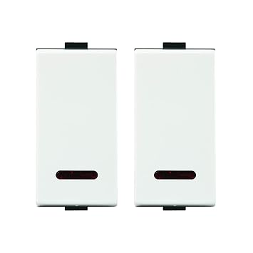 Anchor by Panasonic Roma Plus Modular Polycarbonate 1m 20A One-Way Switch with LED Indicator (White, Pack of 2)