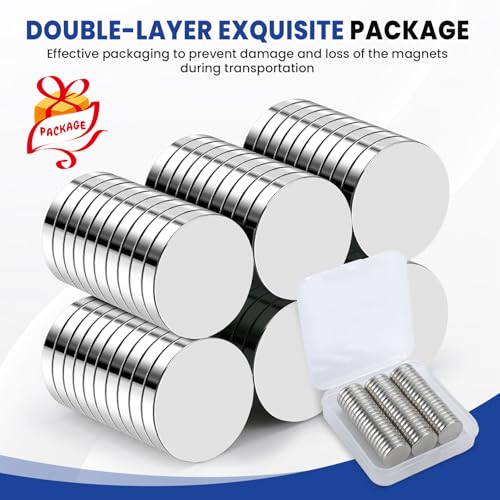 Image of 60 Pcs Rare Earth Magnets, 18x3mm Disc Magnet Neodymium Magnets Small Magnets for Crafts, DIY, Office, Dry Erase Board, STEM Measurement Kit