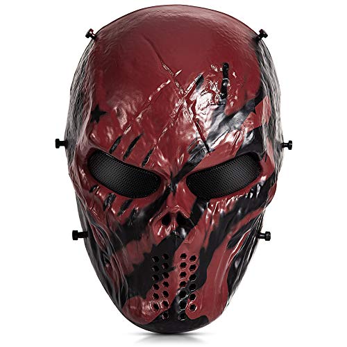 OutdoorMaster Full Face Airsoft Mask with Metal Mesh Eye Protection (Flame Duke)