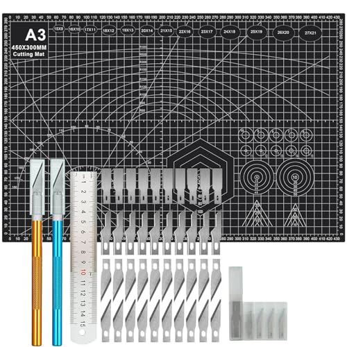 A3 Cutting Mat Kit, A3 Mat for Carving Crafts, Cutting Board for Sewing Self Healing Cutting Mat (Black)
