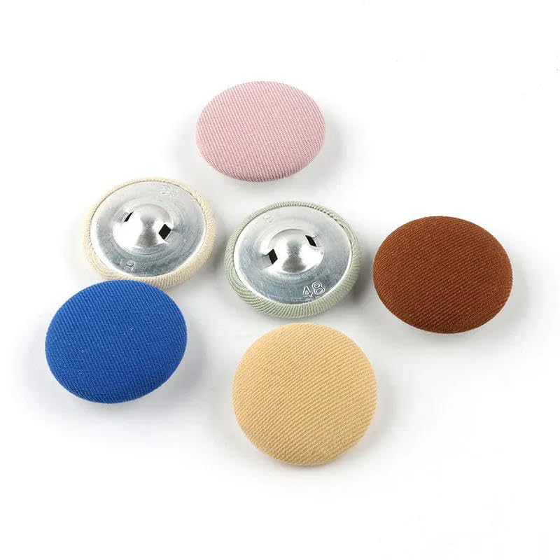 Bottoni rivestiti in tessuto con gambo in metallo, 18 mm, set da 10, ideali per cucito, progetti artigianali e fai da te, chiusura durevole ed elegante per abbigliamento e accessori