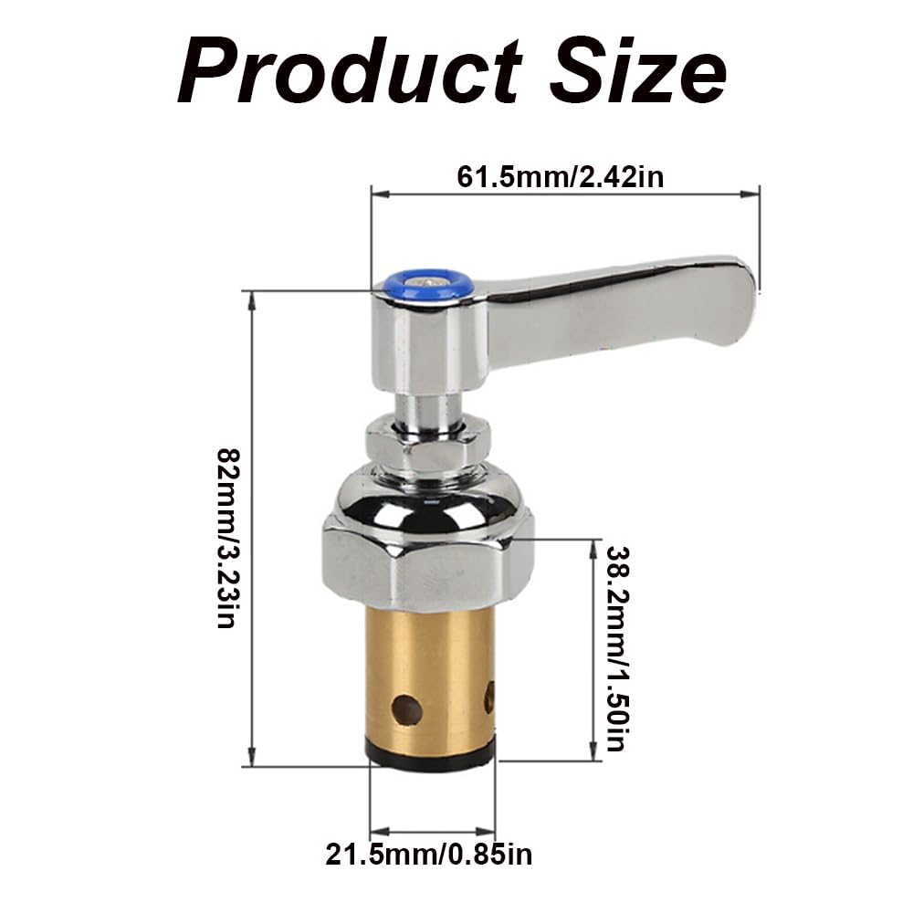 2 pezzi, gruppo stelo in rame con manico, non arrugginisce facilmente, valvola di ricambio per rubinetti (6,1 x 8,2 cm)