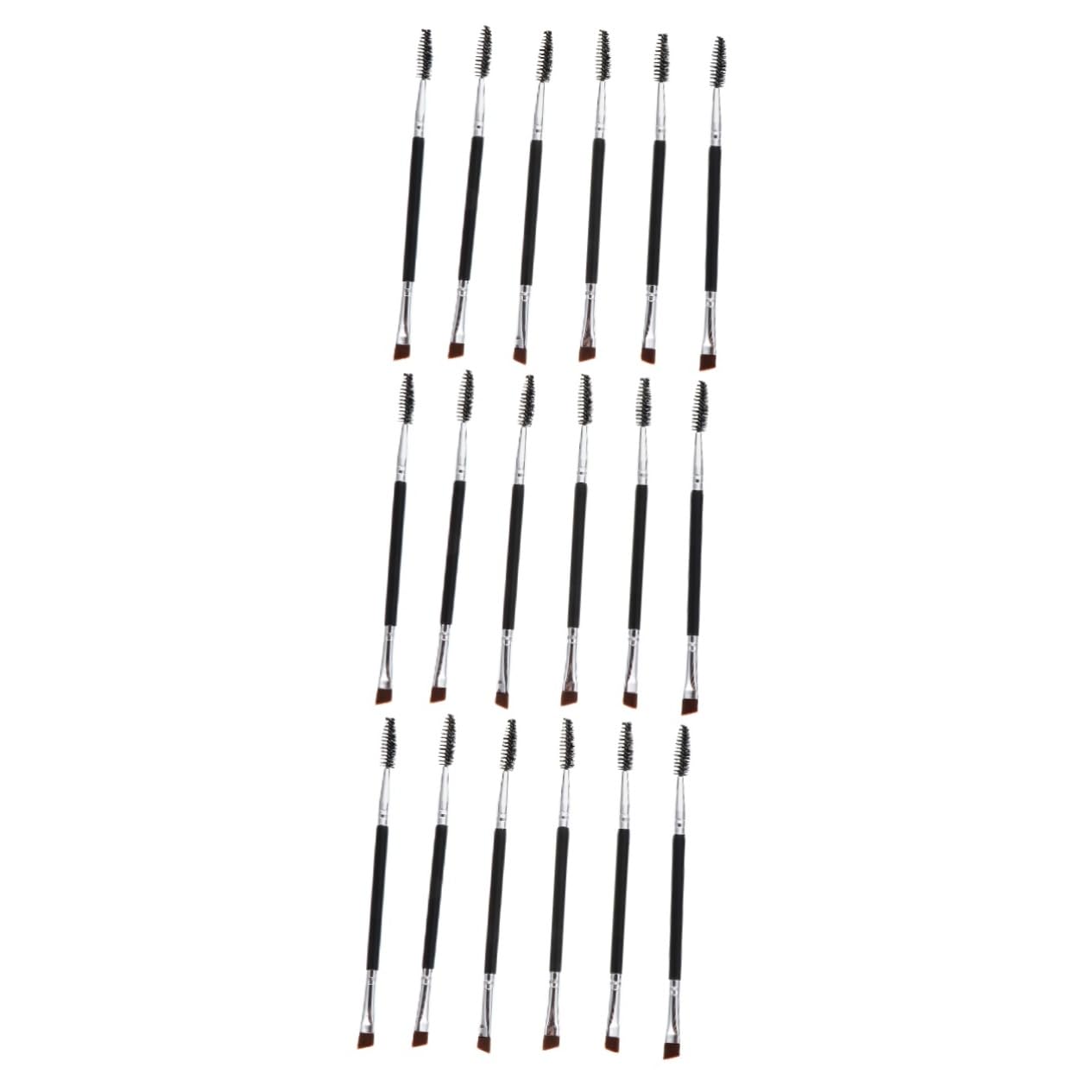 Housoutil 3sets Eyebrow Makeup Kit 2-in-1 Brush Lash Curler Variety Portable and Easy to Clean Aluminum Wooden Makeup Tools 6pcs*3