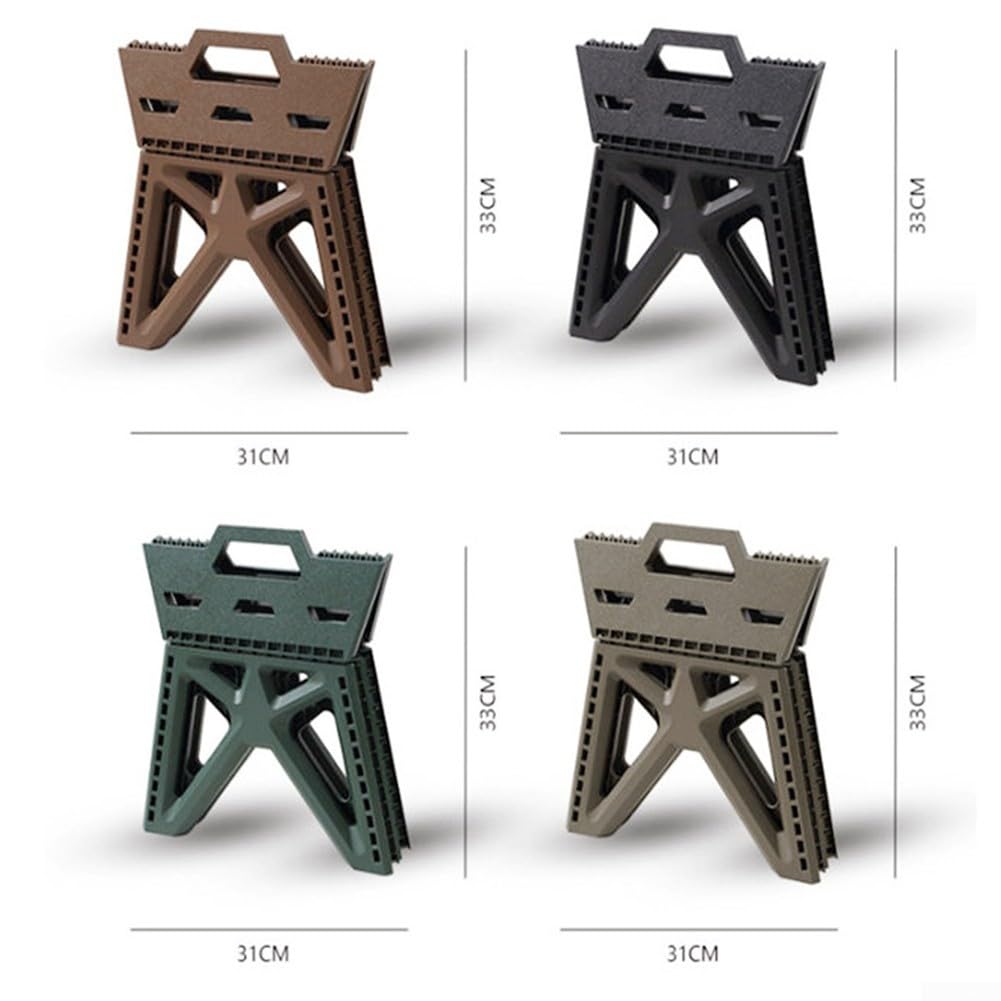 Tabouret pliant pour intérieur et extérieur - Construction en plastique léger certifié EN14183 - Poignée ergonomique et assise hexagonale pour plus de stabilité et de confort - Vert