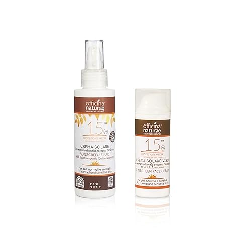 Officina Naturae Sunscreen Kit Natural Body Sun Cream SPF 15 100ml + Fluid Sun Cream Face SPF 15 Airless 50ml Bioplastic VEGAN