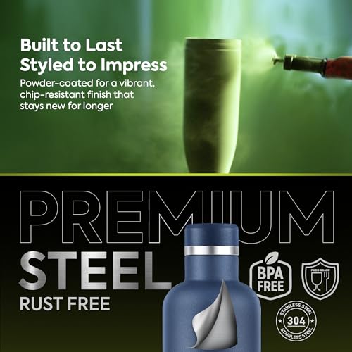 Image of Water Bottle 1 LTR Stainless Steel | Hot and Cold Flask | ISI Certified Steel Bottle | 3 Layer Insulation | Leakproof | for Home, Office, School | 1-Year Warranty | Orio 1000 | Denim Blue