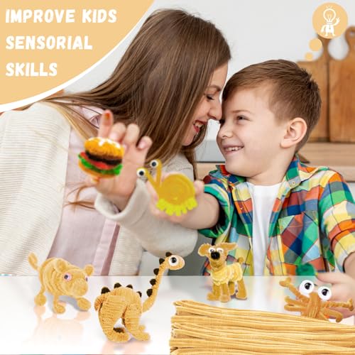 Image of Light Brown Pipe Cleaners Crafts,Art Supplies,200pcs Chenille Stem,Solid Color Pipe Cleaners Set for DIY Art Creative Crafts and Decorations,limpia Pipas,Craft Supplies,Halloween Gifts