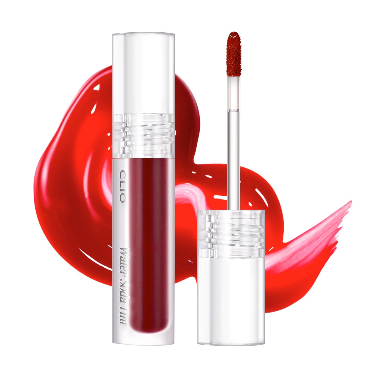 CLIO Water Soda Tint 5 Colors, Korean Lip Stain, High Moisturizing, Strong Hydrating Water Lip Oil, Gloss, Non Sticky Lip Stain, K-Beauty Lips (01 RED