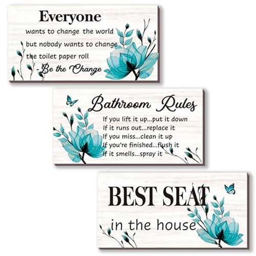 DONFENTHY 3-Piece Teal Bathroom Decor - Turquoise Flower Bathroom...