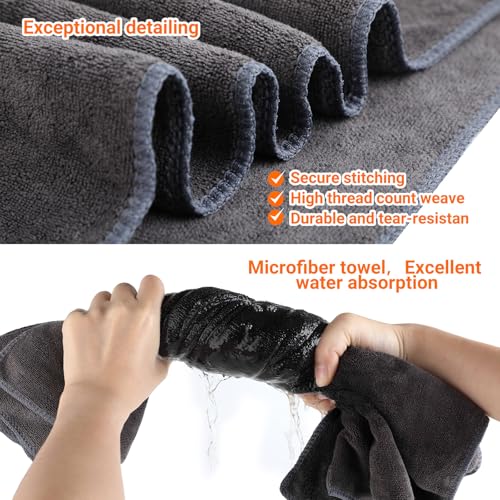 Fitnesshanddoek 120 x 50 cm, sporthanddoek, sporthanddoek, fitnessstudio, microvezel handdoeken met ritssluiting en bevestigingscapuchon voor sport, yoga, ontspanning en outdoor-gebruik, grijs - Afbeelding 4